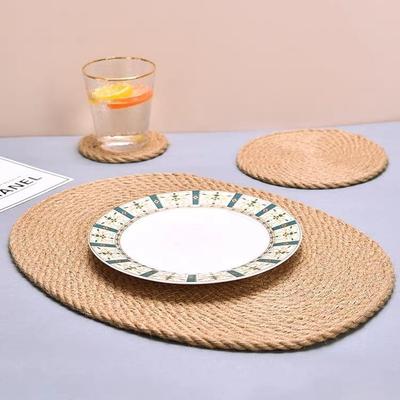 Nordic Ins Linen Woven Placemat Straw Coaster Japanese Cotton and Linen Bowl Mat Pot Mat Dining Table Household Insulation Mat