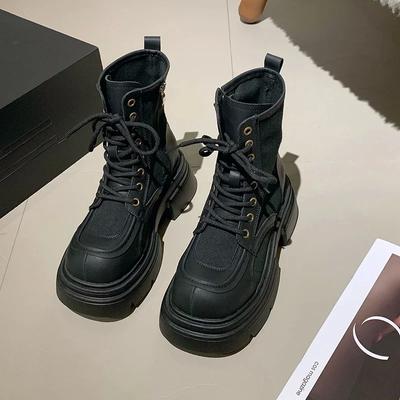 Verkäufe Winter Stiefeletten Frauen Schuhe Mode Schnürschuhe Dicke Sohle Schuhe Damen Street Style Motorrad Booties