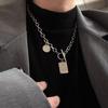 Niche simple letter pendant necklace female versatile titanium steel does not fade hip hop collarbone chain ins wind