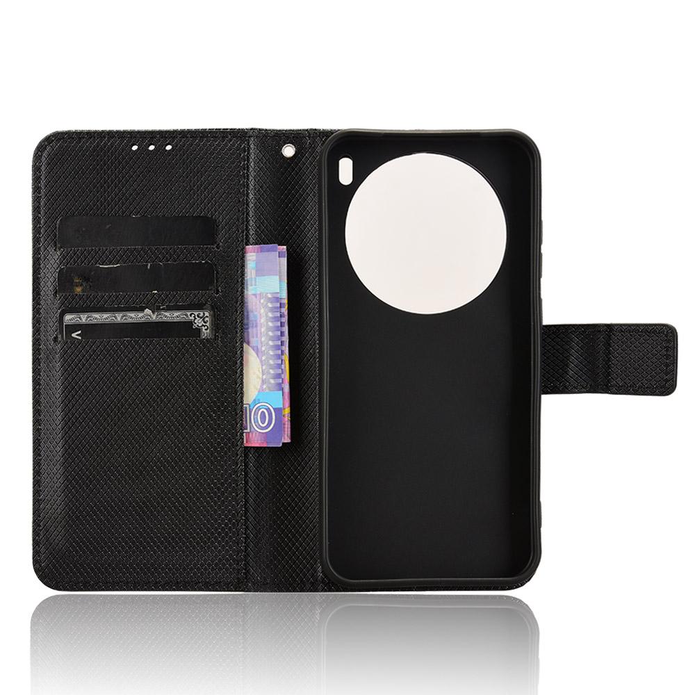 

For vivo X200 5G Case PU Leather Diamond Texture Wallet Phone Cover Black