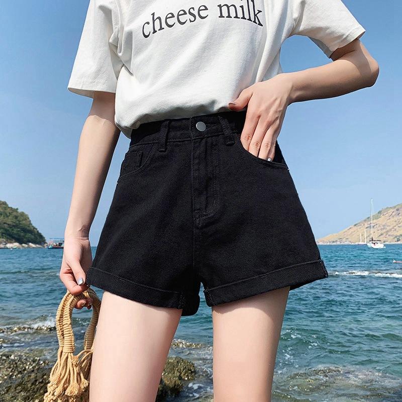 Summer Women's Jeans Denim Shorts Loose Casual Curling Shorts Elastic Short Pants