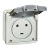LEGRAND Socket-outlet IK08 2P+T 20A Waterproof IP55 with Shutter 90x90 Plexo Grey