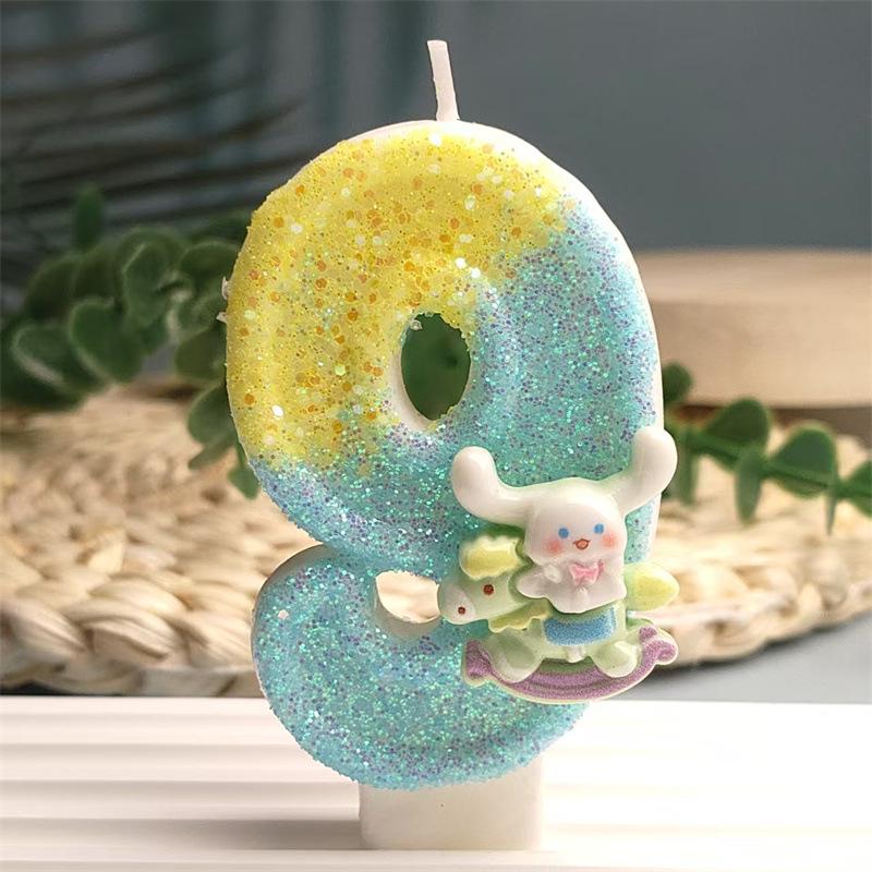 

Creative Design Cute Cartoon Pacchard Dog Digital Candle Birthday Cake Decoration Digital Candle Atmosphere Number 9