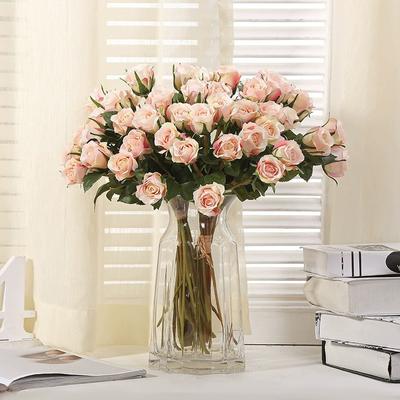 12 peças de flores artificiais de seda, rosas realistas, buquê de rosas falsas, haste longa para decoração de mesa, casamento, ambientes internos e externos, festa