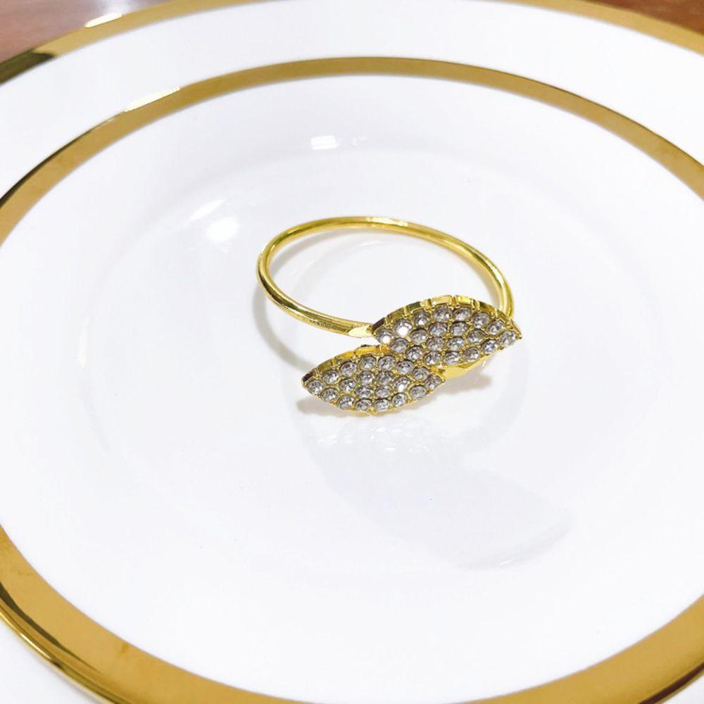 12 PCS Rhinestone Decoration Leaf Napkin Holders Gold Napkin Holder Napkin Ring Set Holiday Decor