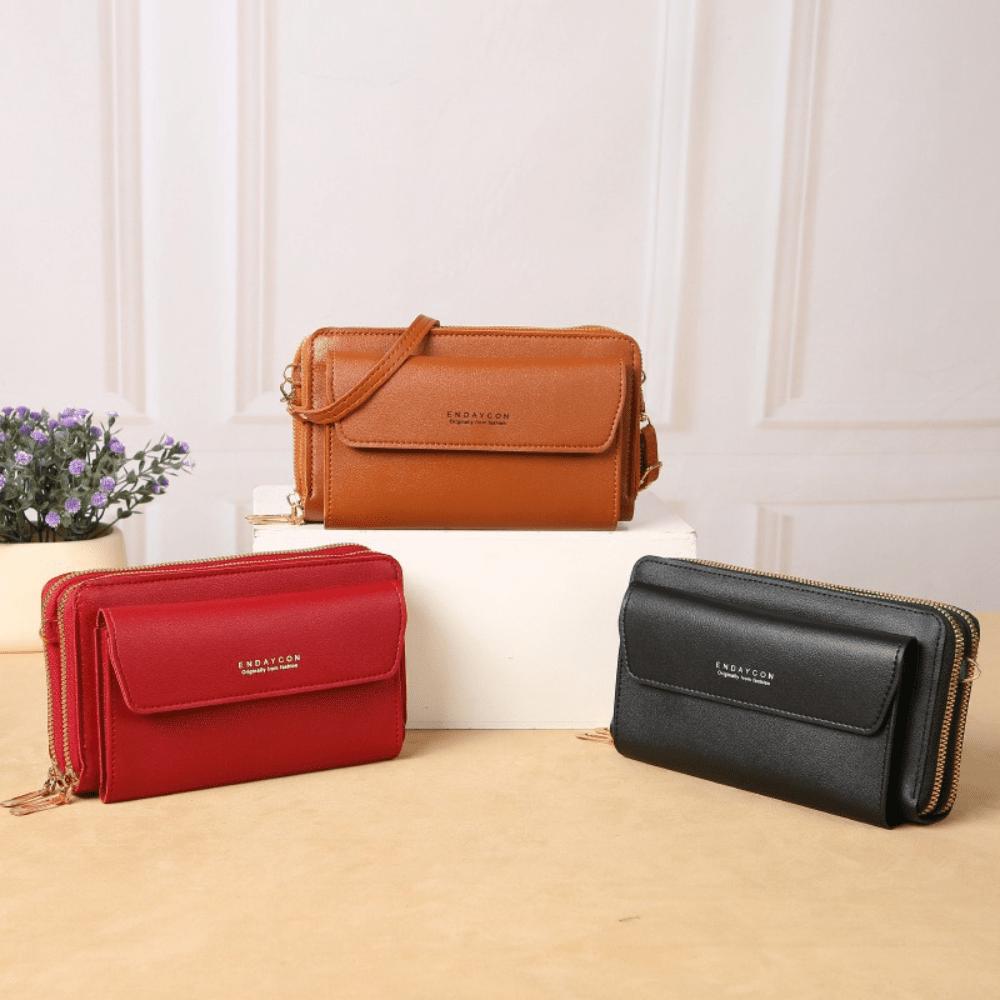 Women's crossbody bag, Korean style fashion single shoulder bag, versatile large capacity double zipper phone bag