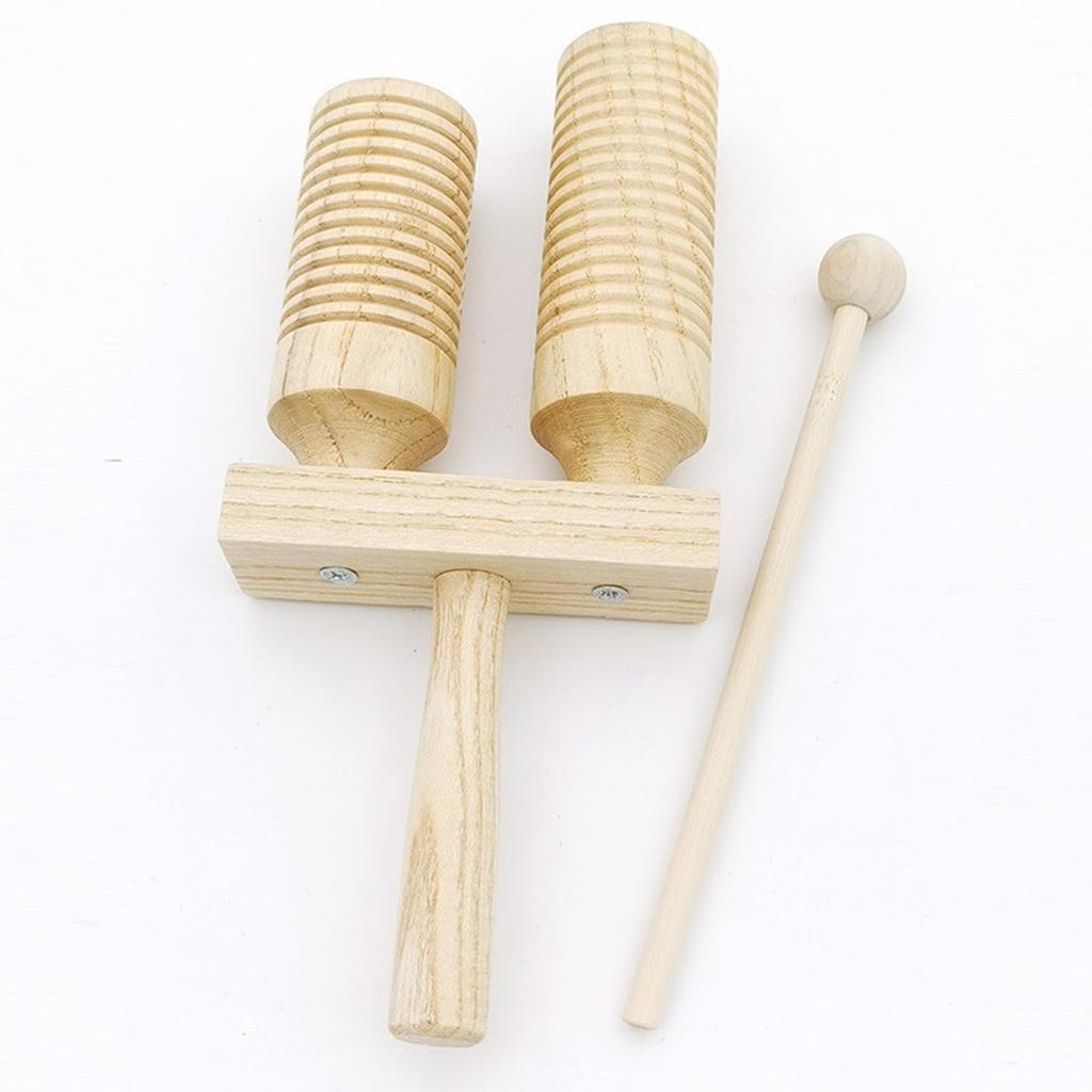Silver & Style Guiro Wood Block Agogobel Ethnic Percussion Instrument for Kids (Includes A-Type Plectrum)