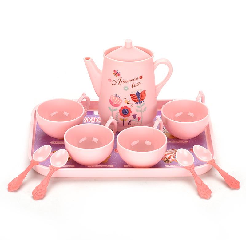 Simulation Afternoon Tea Snack Suitcase Set, Baby Pink Casual Tea Set, Girl Play House Toy