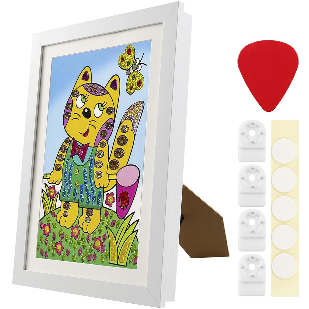 Kids Art Frame Set A4 Front Opening Photo Frames with Stand Wooden Kid Artwork Painting Display Frame for 100 Pictures Organizer