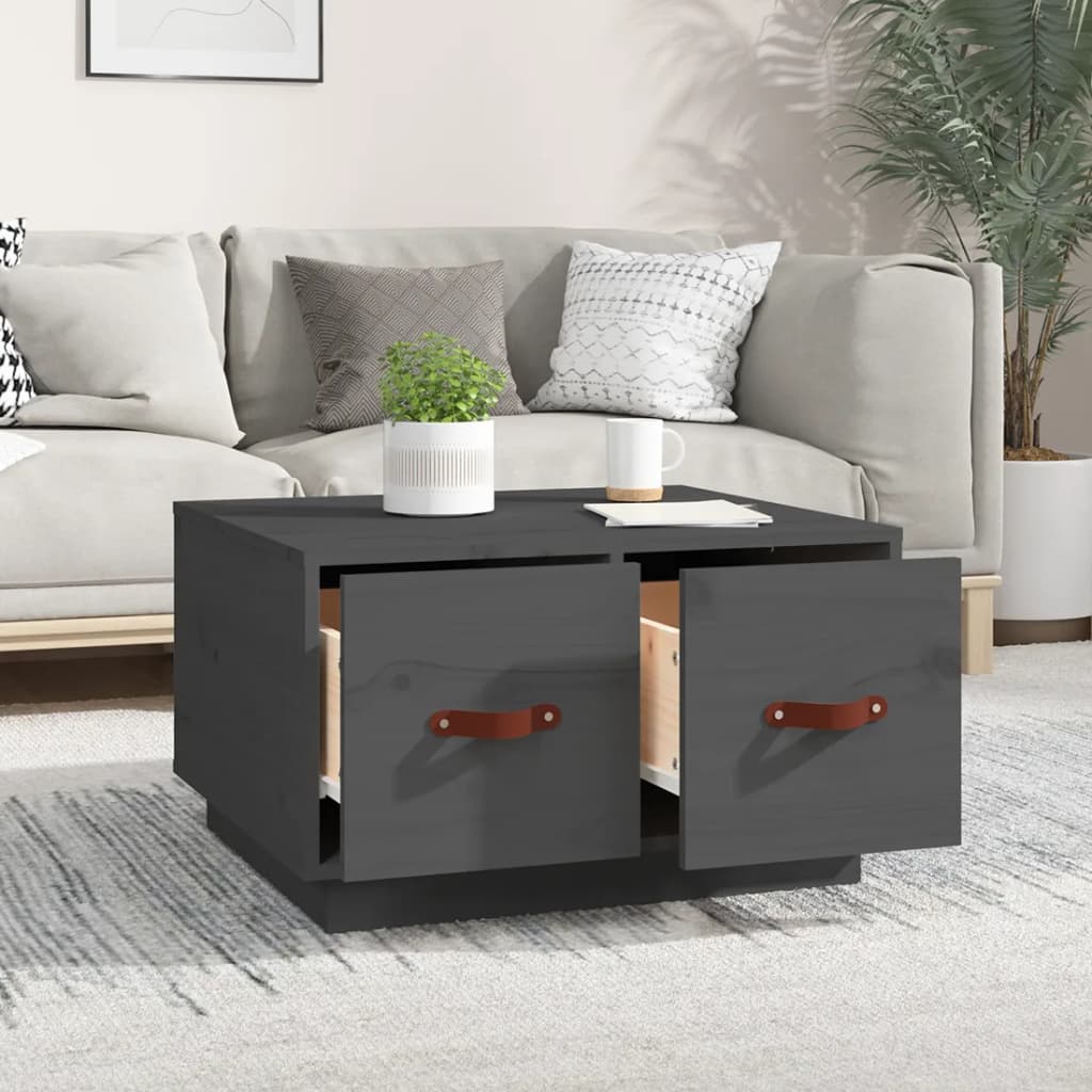  Coffee Table, Grey, 60x53x35 Cm, Solid Pine Wood