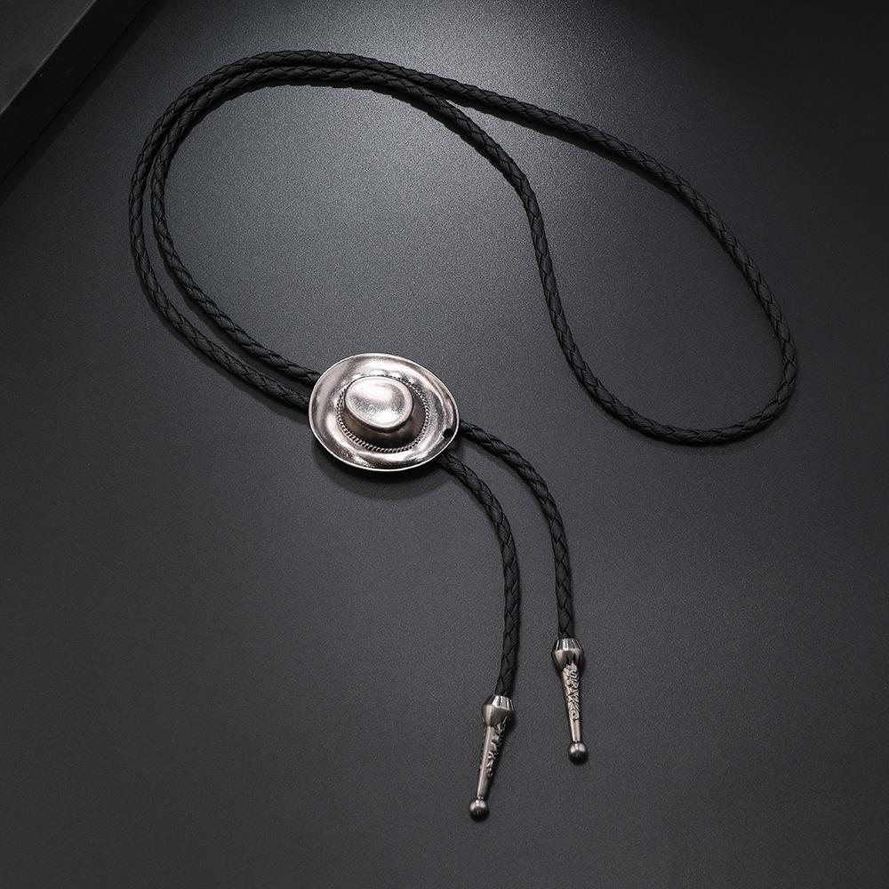 Vintage Denim Hat Jazz Hat Feathers Men And Women Couple Cowhide Rope Long Sweater Chain Poirot Tie Pendant