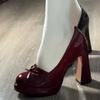 Fashion Designer Vintage Butterfly-knot Women Pumps Shoes Fashion Slip On Party Dress Female Thick Heel Shoes