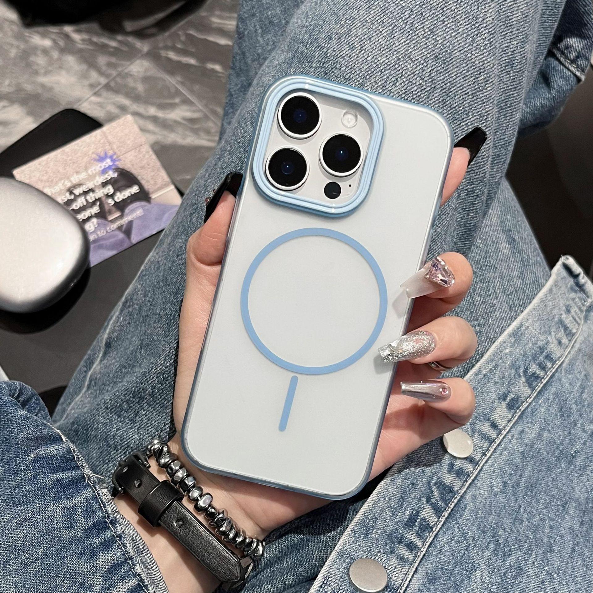 

Magnetic Transparent Frosted Phone Case for IPhone 16e Protective Case 14plus Anti Slip Case for Apple 12pro For Apple 11