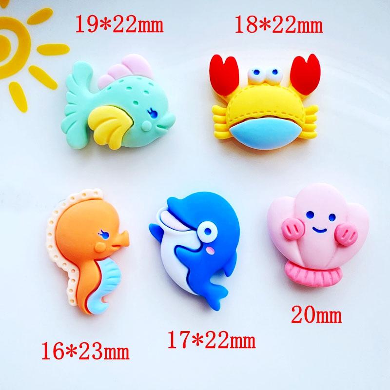 10Pcs New Cute Mixed Mini Marine Animal Series Flat Back Resin Cabochons Scrapbooking DIY Jewelry Craft Decoration Accessorie