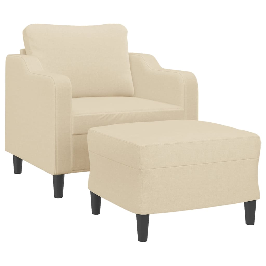 Vidaxl Armchair with Footrest, Cream, 60 Cm, Fabric Upholstered