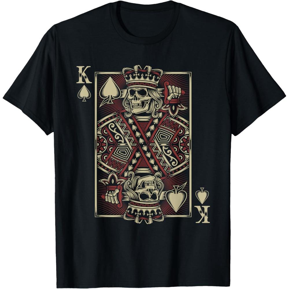 King Of Spades Skull Men Poker Card Game Grunge Biker Cards T-Shirt 3XL чёрный