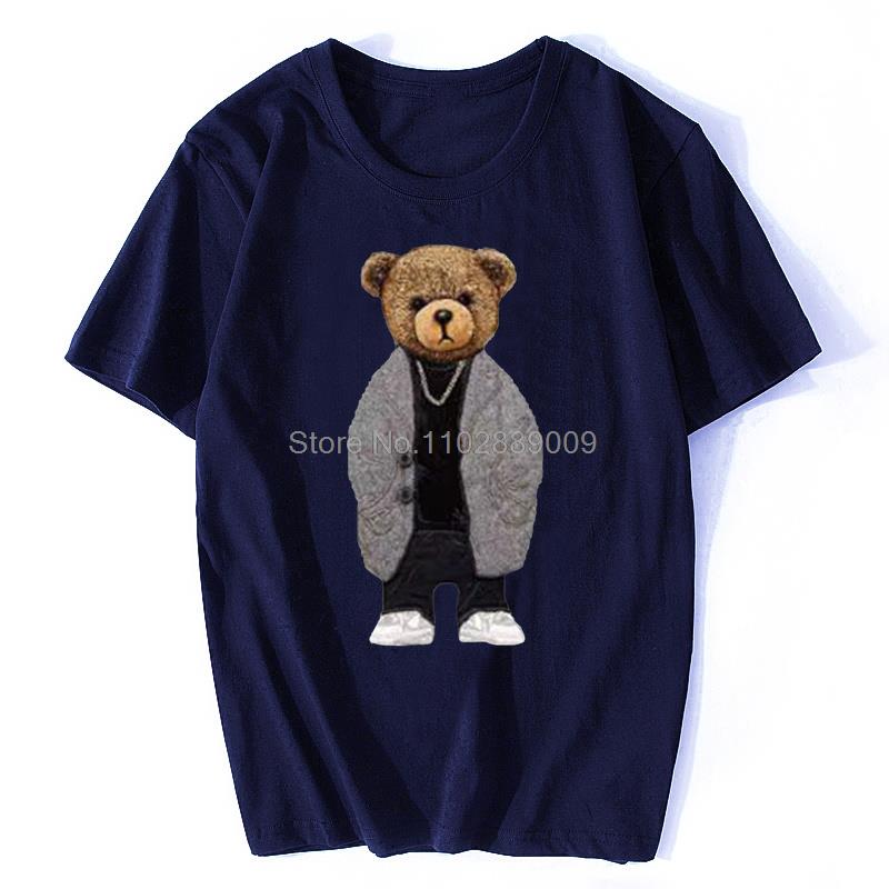 Summer Pure Cotton T-Shirt High Quality Men T Shirt Vintage Bear Print Men's Clothes Womens Fashion Streetwear Tees