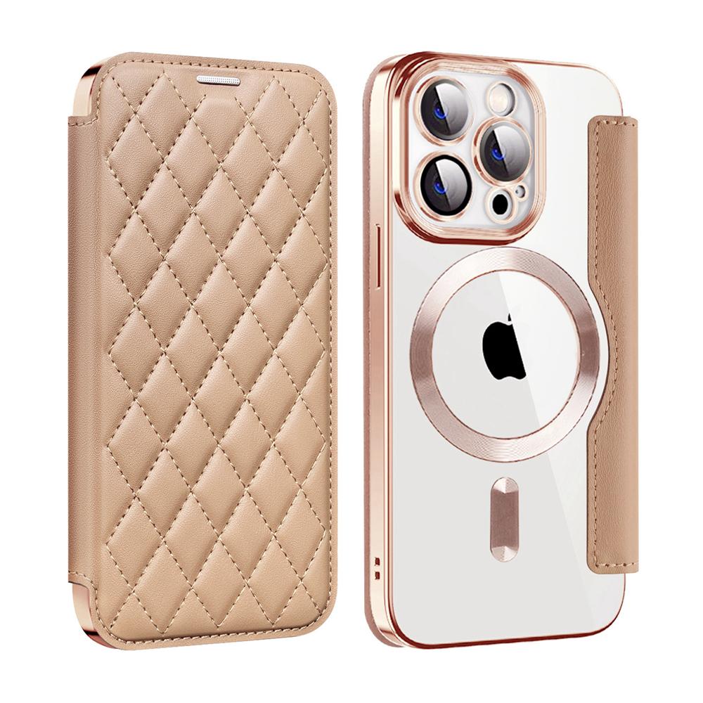 KEYSION Custodia Portafoglio a Libro in Pelle Placcata per iPhone 11 12 13 Pro Max Slot per Carte Ricarica Wireless Magnetica Cover Posteriore del Telefono