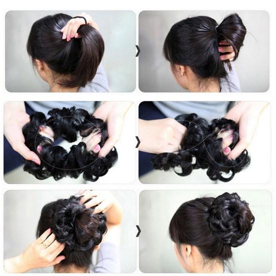 Women Hair Bun Ponytail Extension Wavy Curly Messy Chignon Hairpiece Scrunchie
