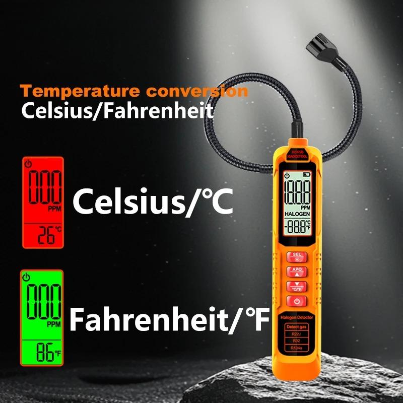 Detector Portátil de Fugas de Freón de Alta Sensibilidad Detector de Fugas de Halógeno R22 R410A R134A R1234YF Gas Refrigerante HVAC Probador de Aire Acondicionado Pantalla LCD