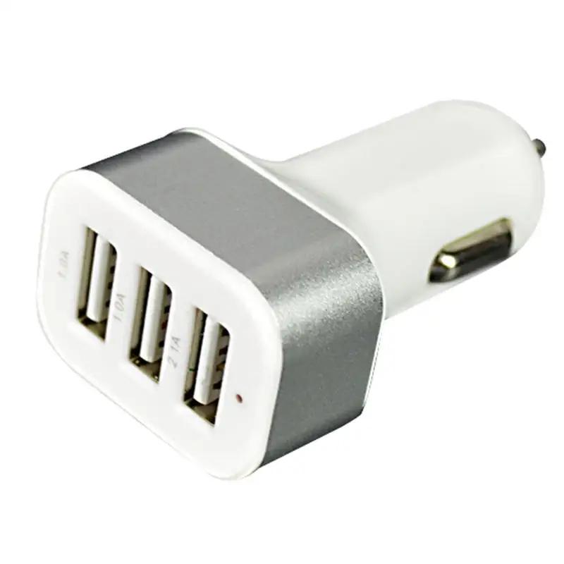 

Автомобильное зарядное устройство с тремя USB-портами Opladen Metalen Platte Mobiele Telefoon Universele Opladen 1,0/2,1 В Kleine Stalen Kanon Авто зарядное устройство серебряный