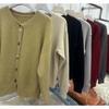 Solid color loose round neck knitted cardigan women's early spring new atmosphere new simple temperament cardigan jacket