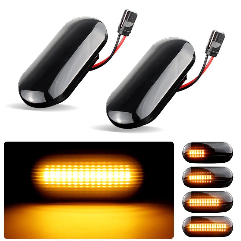 TCYATO Led Bulbs for Cars Dynamic Side Turn Signal Light 12V LED Indicator Marker Smoke Clear Lens Side Marker Fender Light LED&Transparent, yellow light,flowing жёлтый