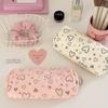 Simple Love Print Pattern Pen Bag Large Capacity Multifunctional Storage Bag Stationery Bag Boys/Girls