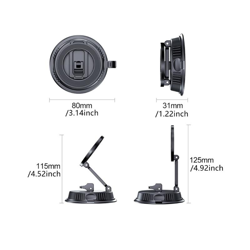 Foldable Magnetic Car Phone Holder Double Center Phone Bracekt Adjustable Vacuum Suctions Cup Upgrades for Most Smartpho