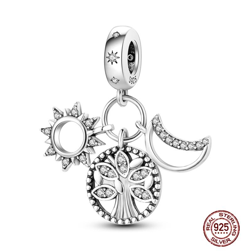 Round Clip Charms Plata Shining Moon Star Char Copper Spacer Clasp Fit Original Bracelet Glow Safety Chain Beads Diy Jewelry