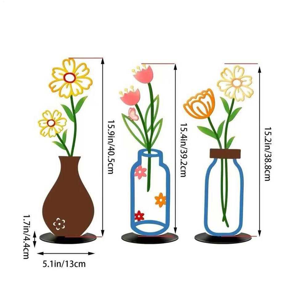 Vase Set 3 Pieces Modern Aesthetic Metal Art Statue Wall Art Table Vase Home Decor for Bedroom Living Room Kitchen Farmhouse