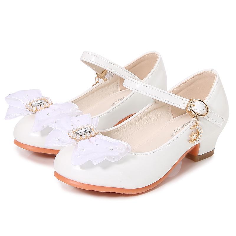 Elegant Girls Children High Heels Fashion Princess Dress Leather Shoes Spring Wedding Versatile Kids Causal Party Single Shoes