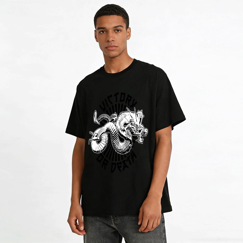 Sieg Oder Tod Hydra Print Lässiges Rundhals-Grafik-T-Shirt Reines Baumwoll-T-Shirt