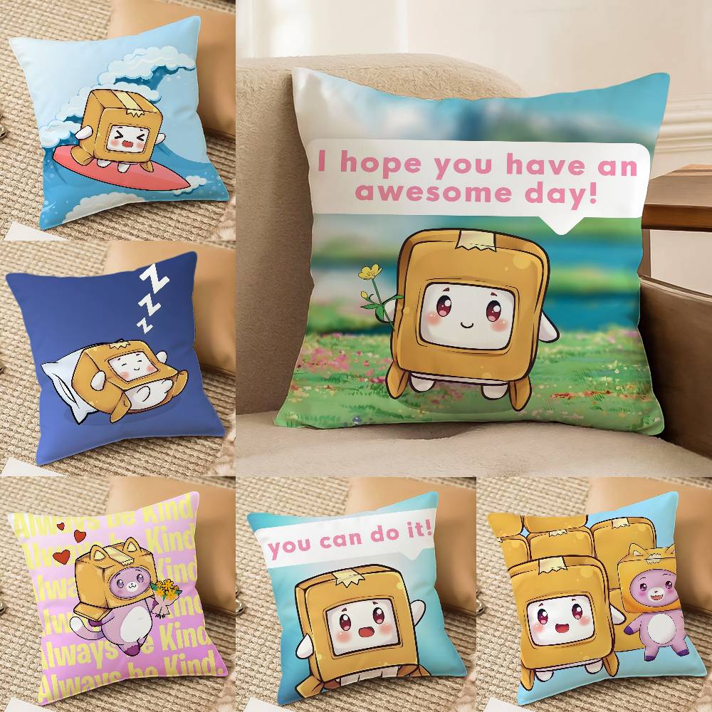 Niedlicher Cartoon-Kissenbezug von L-Lankyboxes-MT, bedruckt, aus gebürstetem Fleece, babyweich, hautfreundlich, umweltfreundlich, Sublimationsdruck