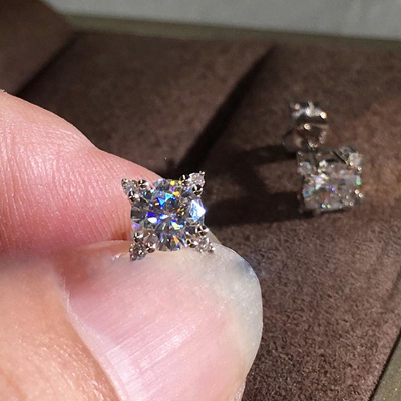 BELLA BOX Cercei cu zirconiu, simplu, rotund, cu zirconiu, pentru femei, de culoare argintie/culoare de aur, pentru fete, ținute zilnice, cercei pentru nunta, cadou delicat