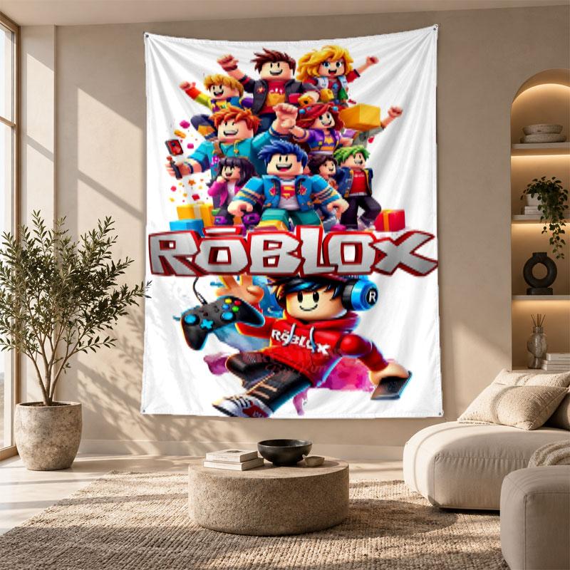 Dekoracyjny gobelin, Ścienna grafika z nadrukiem Roblox, Lekka ozdoba ścienna do sypialni
