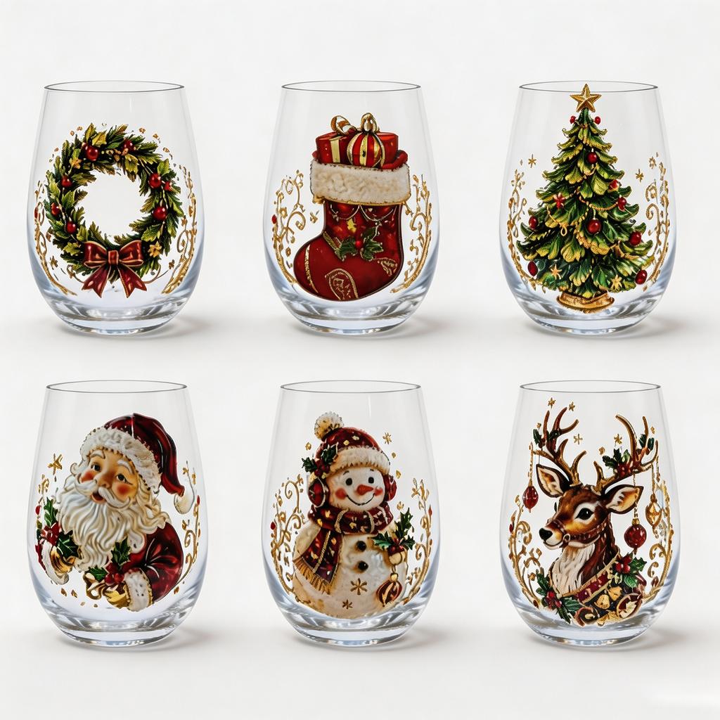 Christmas Stemless Wine Glasses Holiday Glassware Magical Christmas Glass Cup Christmas Glass Art Cup for Unique Christmas Gifts