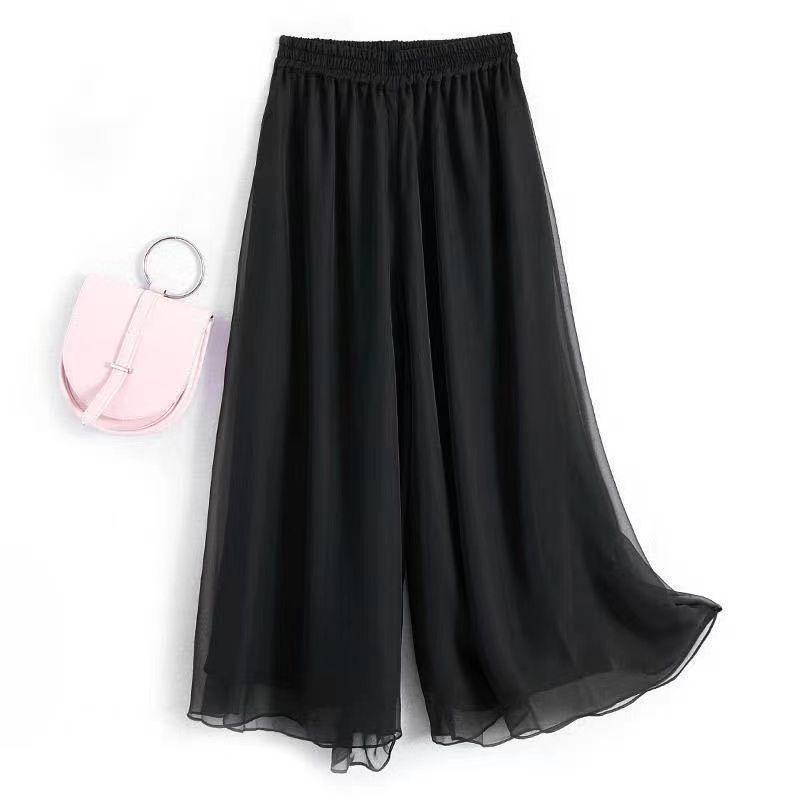 

Women s White High-Waist Chiffon Wide-Leg Pants - Casual, Slimming, Nine-Tenths Length, Plus Size, Lightweight for Autumn & Summer 4XL (165-175 jin)