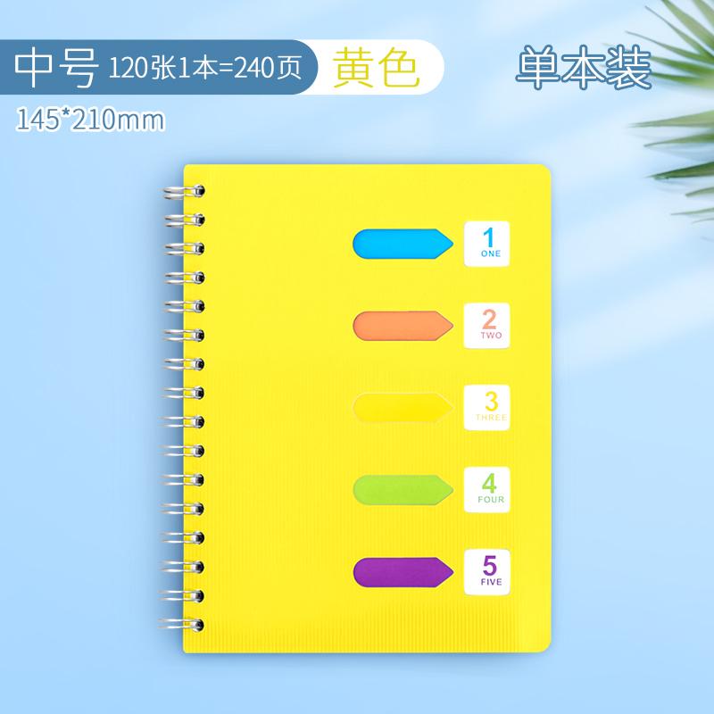 A5 Personal Notebook 5 Subject with Page Dividers and Index Tabs Wire Bound Spiral NoteBook Teens School Multi Subject Notebook