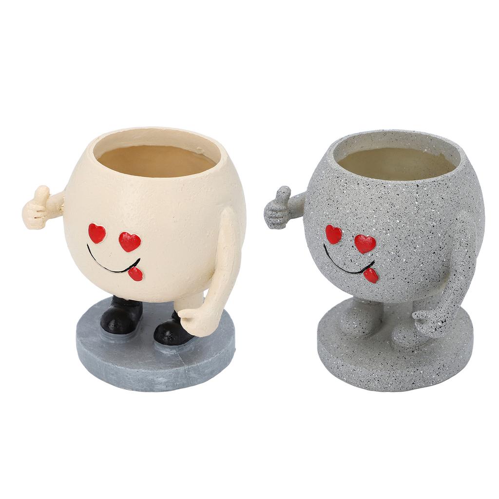 Urocza doniczka okrągła kreskówkowa żywiczna twarz doniczka doniczka z otworem drenażowym na sukulenty Ind