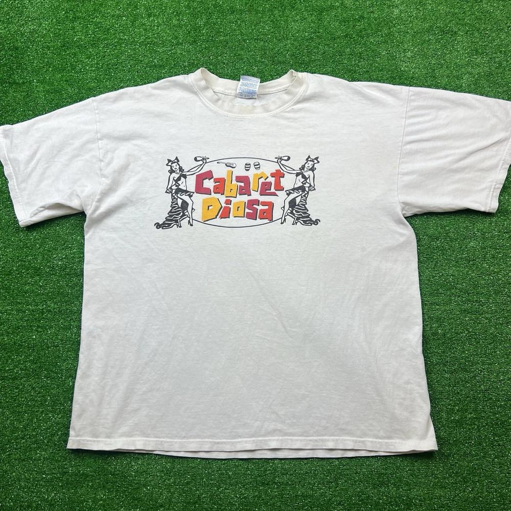 

Vintage Cabaret Diosa Hail The Mighty Mambo Band White Music Unisex T-Shirt XL