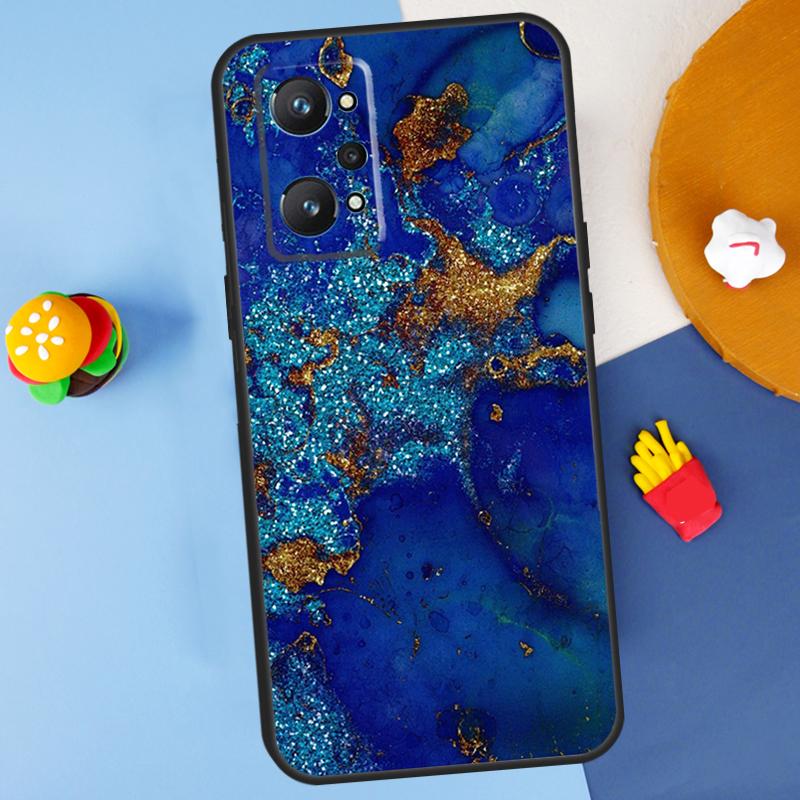 

Gold Indigo Faux Malachite For Realme 11 10 12 13 14 Pro Plus GT 5 6 6T GT7 Pro C61 C53 C51 C21Y C25S C55 C67 C75 Case Realme GT7 Pro