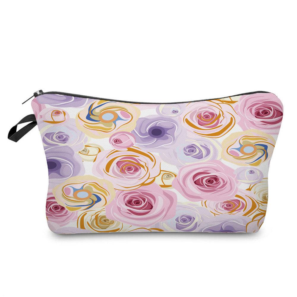 Women Flower Print Cosmetic Bag Toiletries Organize Travel Storage Case 6381