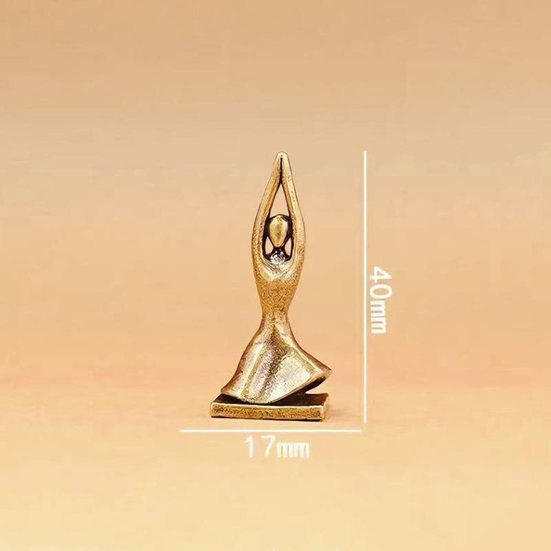 Pure Brass Yoga Girl Figurine Durable Handcrafted Decorative Statue for Bedroom Bookcase Home Decor Yoga Lover Collection Gift