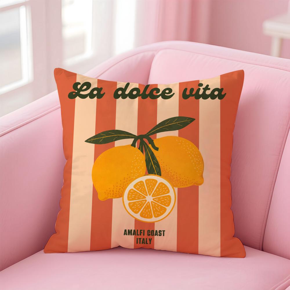 Lemon Amalfi Coast Cushion Cover Short Plush Soft DoubleSided Printing Pillow Case Cozy Sofa Bedroom Home Decor Gift