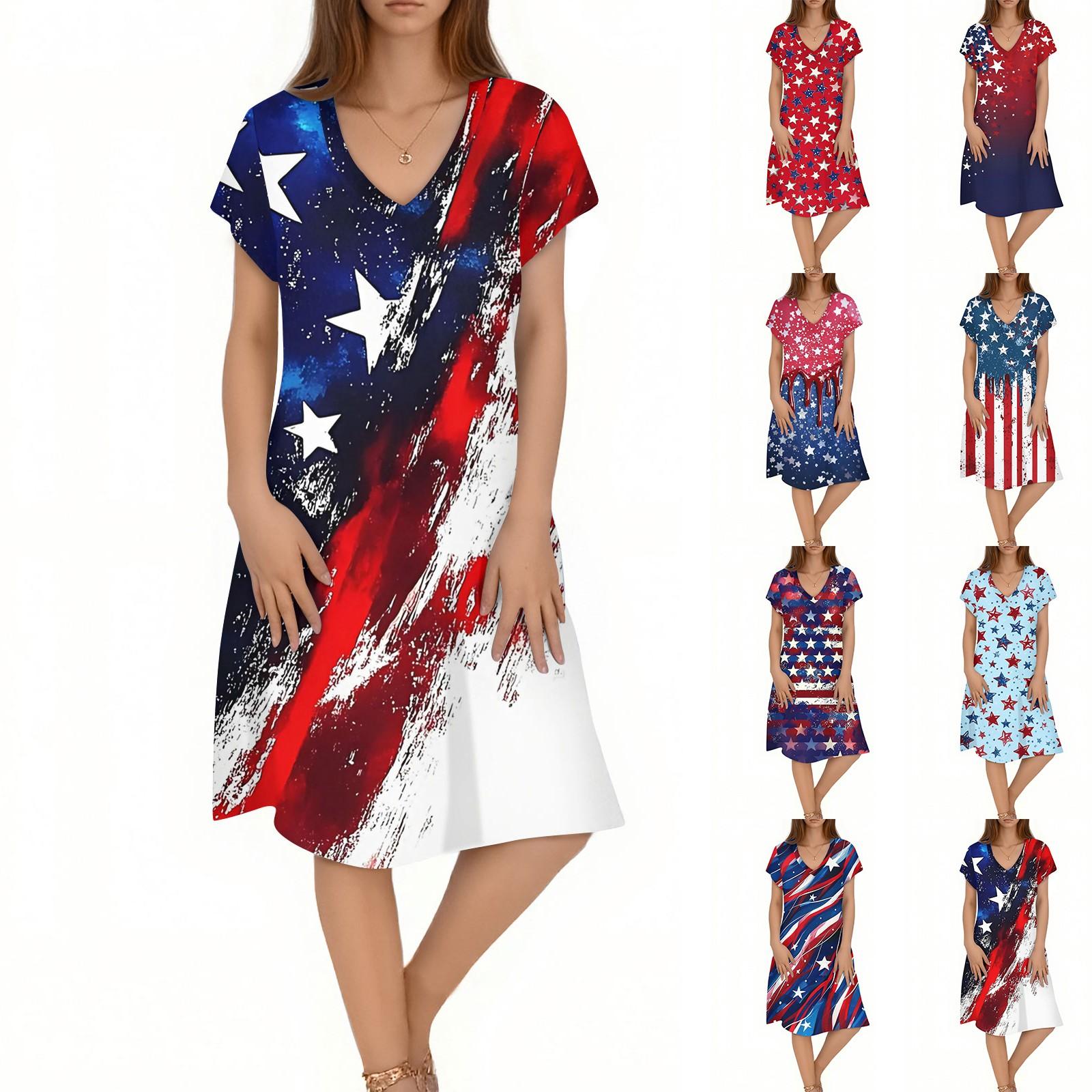 

Women s Casual Fashion V-Neck Short Sleeve Floral Print Midi Flowing Dress XXL синій