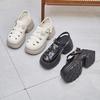 Summer Hollow Breathable Thick Sole Height Increase Small Muffin Bottom Loafers Women's 2025 New Shoes Bag Head Sandals