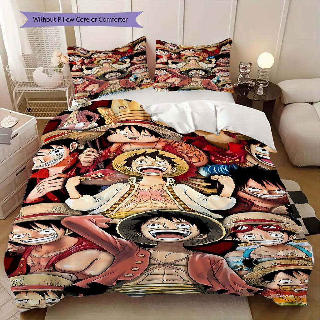 D. Luffy Anime Puzzle Soft Comfortable Duvet Cover, Children's Bedding Set Gift, Various Sizes Available LXR161