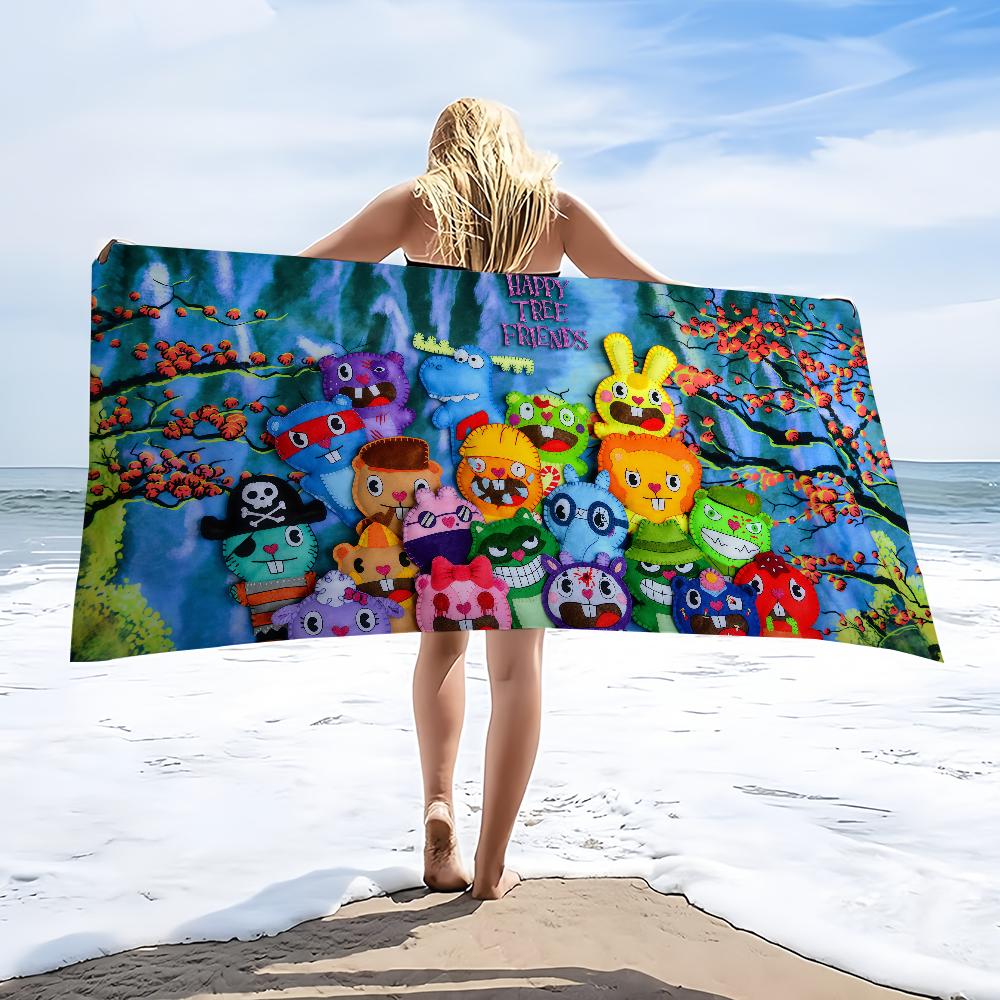 Towel Friends Beach Bath Quick-Drying Lightweight Portable Sauna Tree Camping Happy Swim Pool Travel