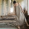 Linen Tie-Dye Adjustable Strappy Dress - Retro French Elegant Casual Wear for Spring and Summer